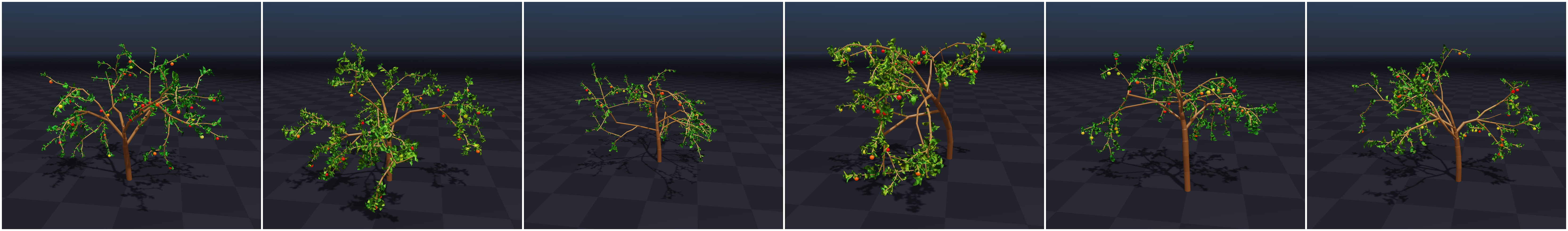 A gallery of domain-randomized apple trees